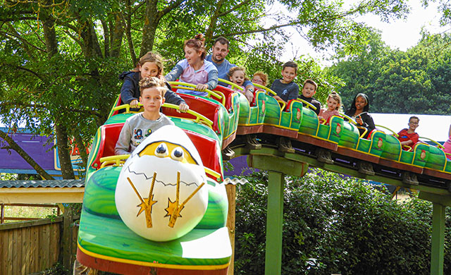 People on a rollercoaster
